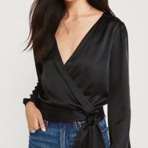 Abercrombie & Fitch faux wrap satin blouse